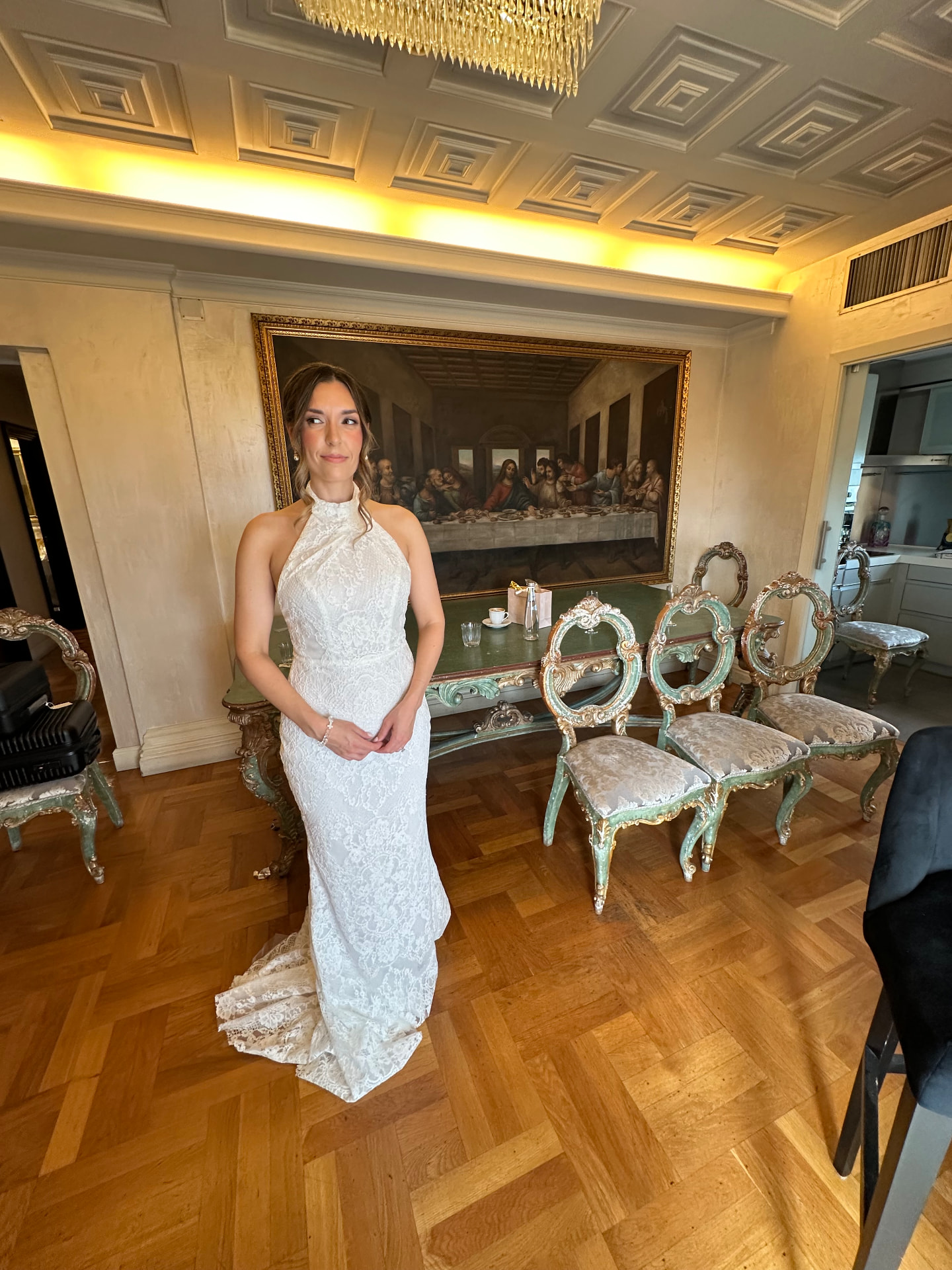Bride in a lace gown at a Wexford country house wedding